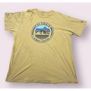 Columbia Shirt Men XXL Yellow Short Sleeve Outdoor Hiking‎ Logo Adult Tee